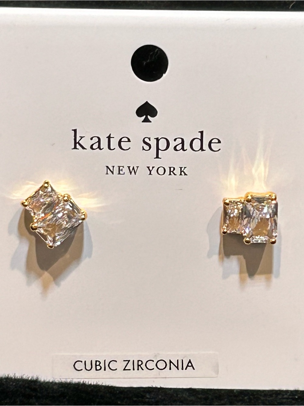 kate spade Gold Clear Cubic Zirconia Square Stud Earrings